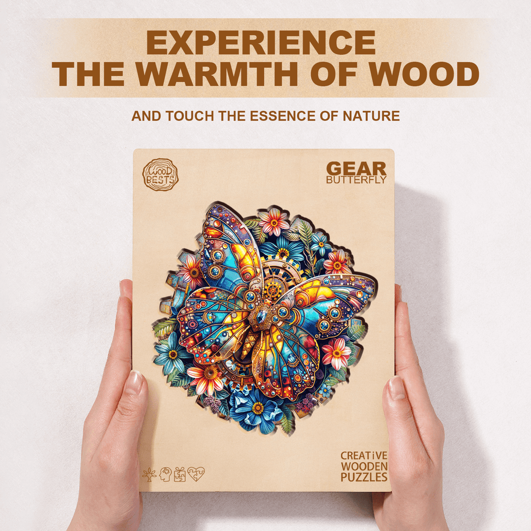 gear butterfly Wooden Jigsaw Puzzle