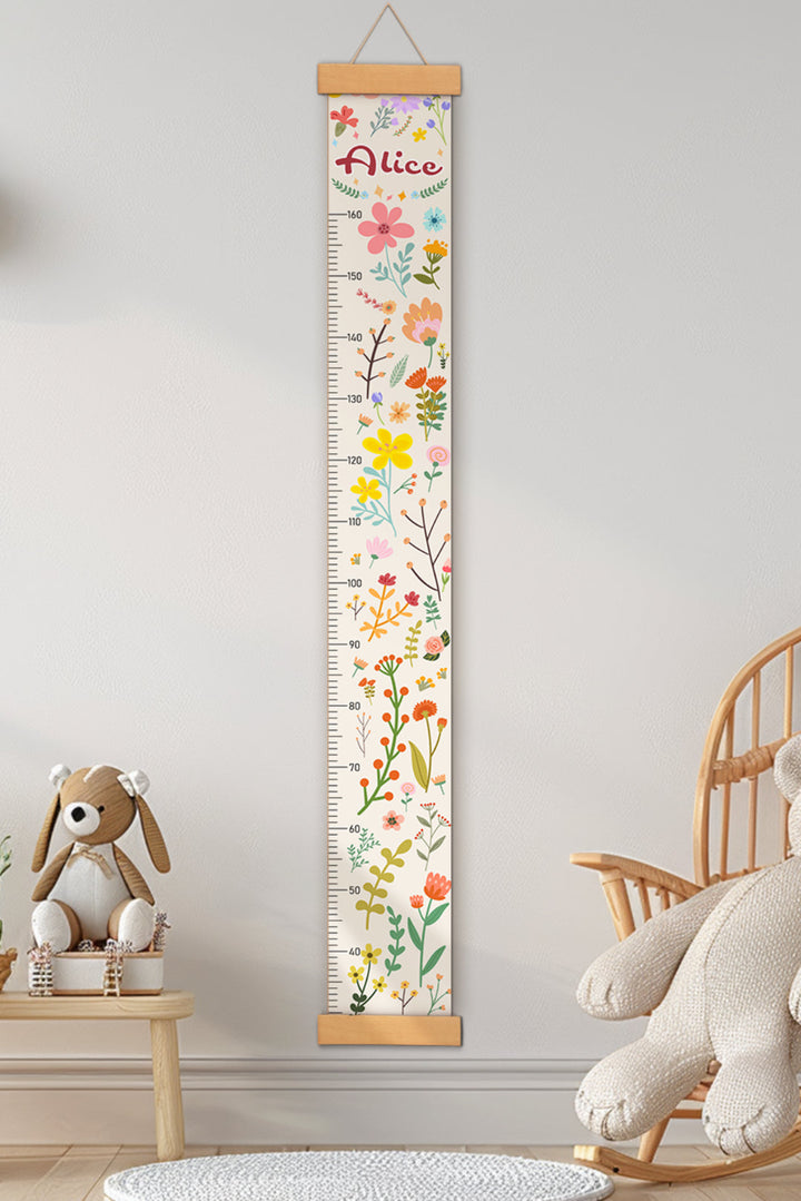 Règle de hauteur en toile suspendue avec fleurs épanouies personnalisées