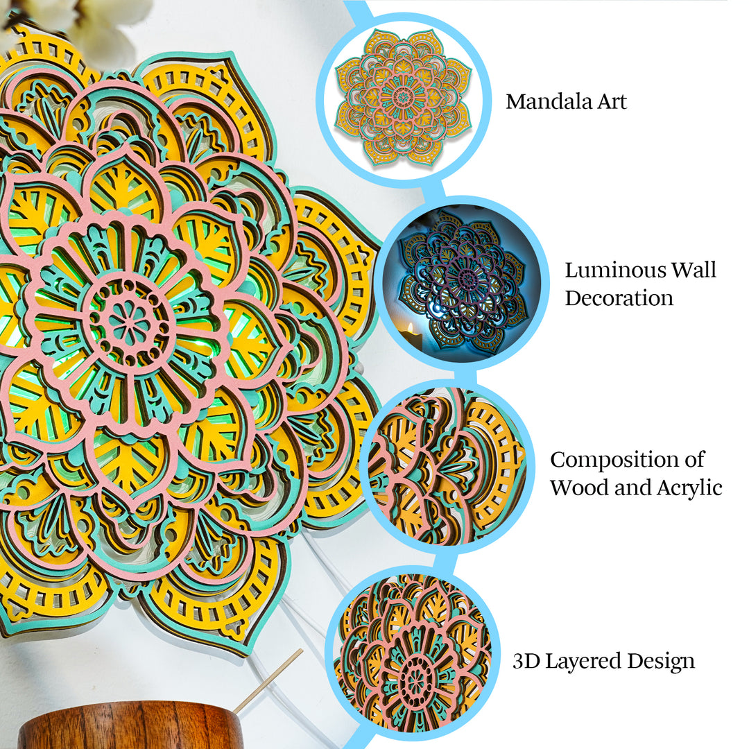 Wooden Mandala Atmosphere Light-Golden Radiance