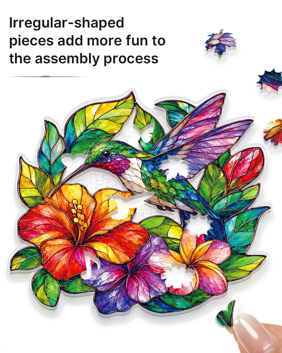 Acrylic Puzzle Suncatcher Wind Chime - Hummingbird Garden