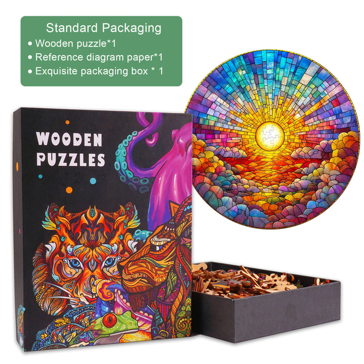 Stained Glass Rainbow Wooden Jigsaw Puzzle