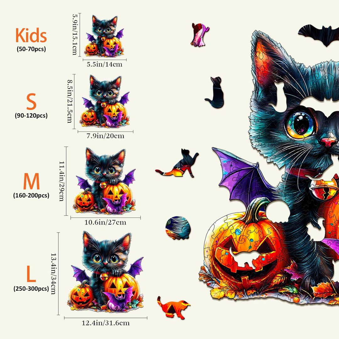 Pumpkin and Cat Wooden Jigsaw Puzzle - Woodbests