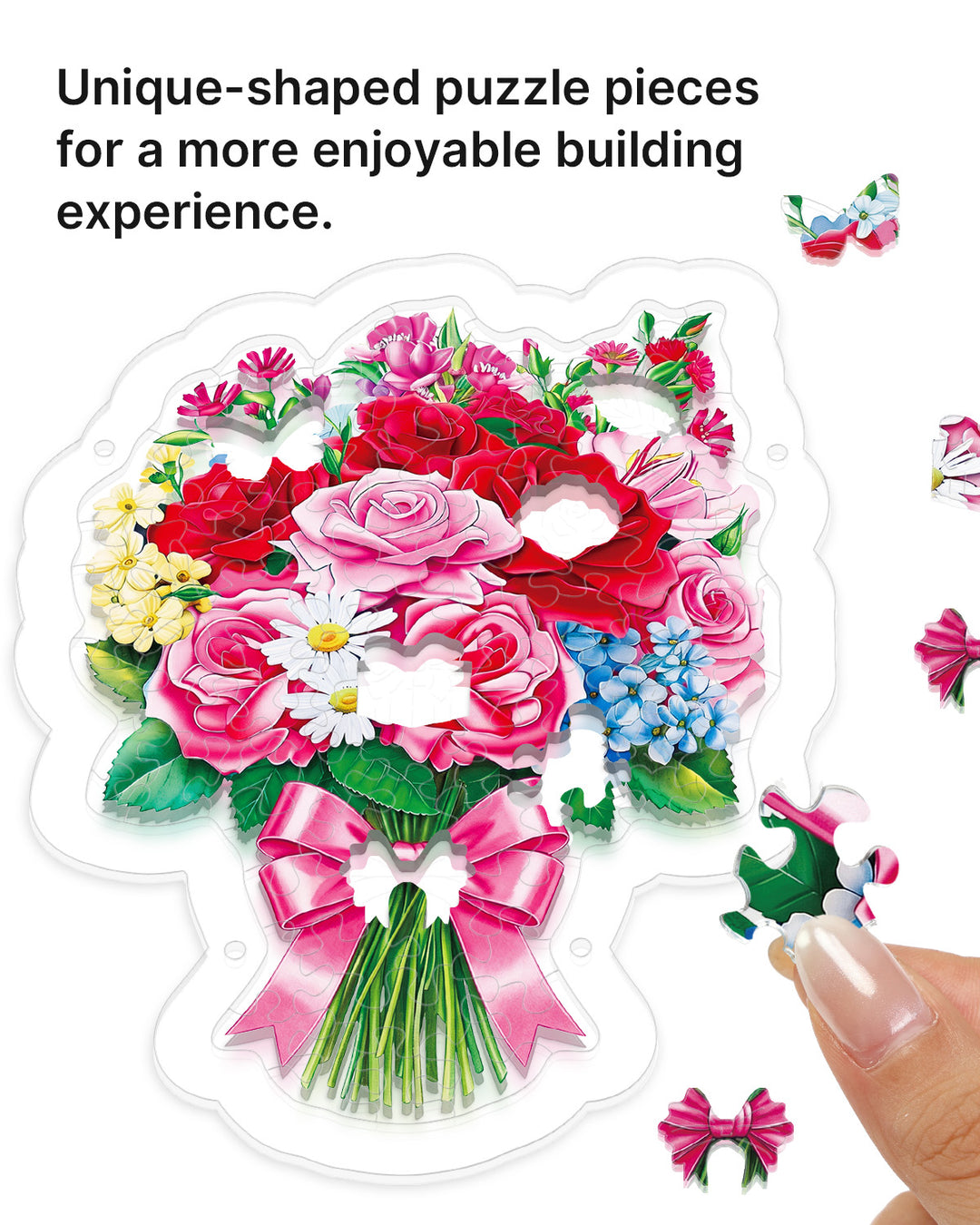 Acrylic Jigsaw Puzzle Suncatcher - Blooming Rose Bouquet