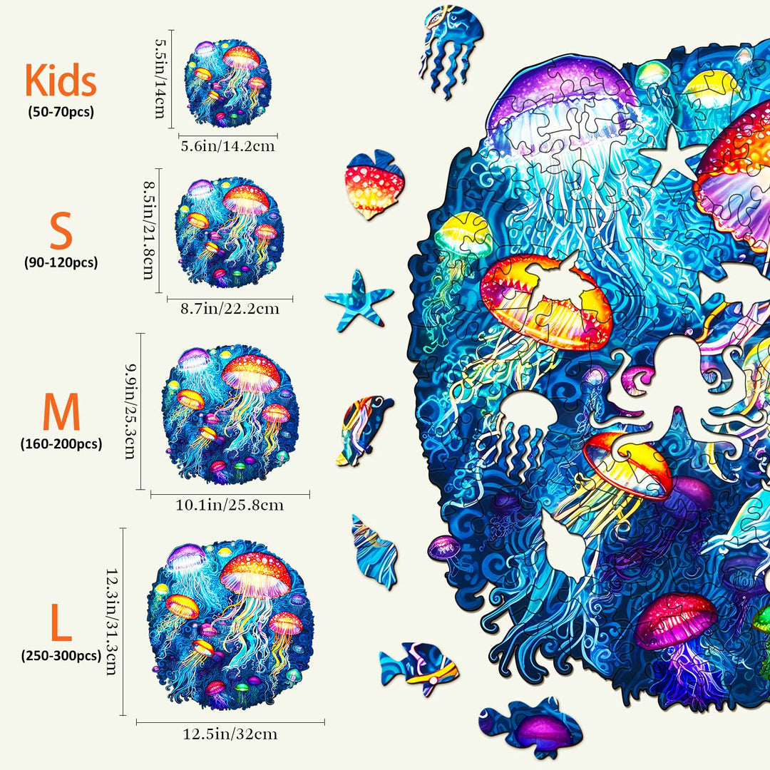 Puzzle en bois méduses colorées