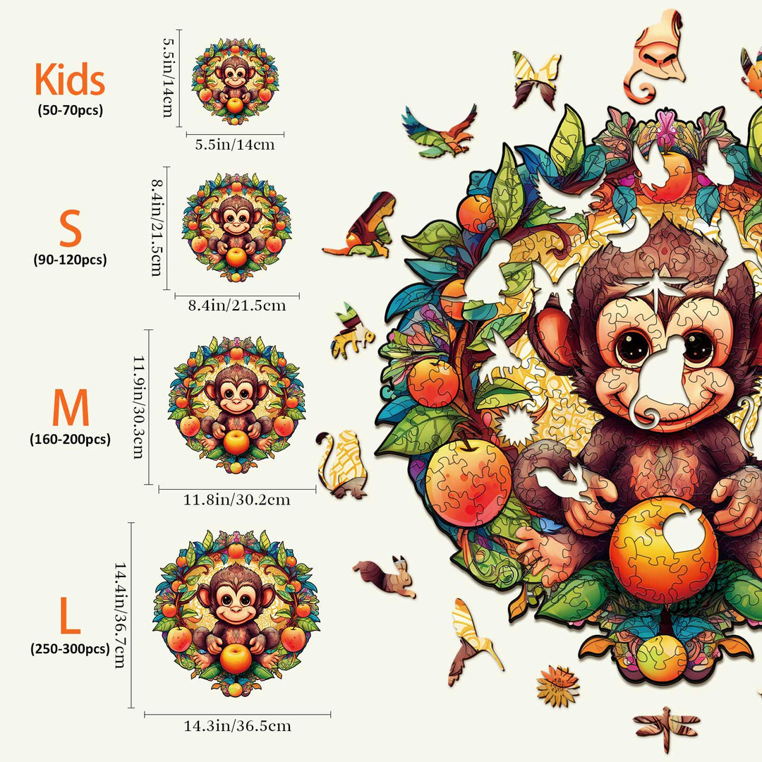 Happy Monkey Wooden Jigsaw Puzzle