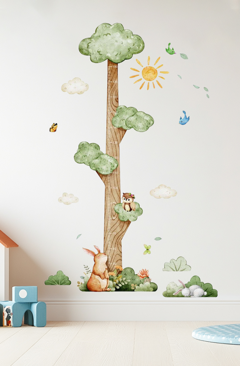 Autocollants muraux pour graphique de croissance d'arbre fantaisiste