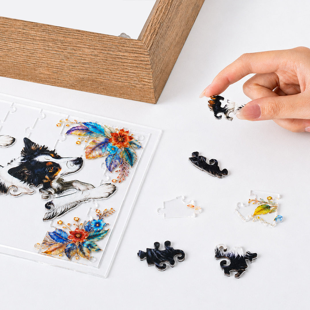 Double Sided Acrylic Jigsaw - Kaleidoscopic Puppy