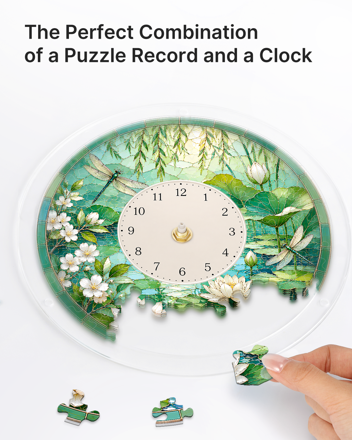 DIY Acrylpuzzle-Uhr Bausatz - Sommer Lotus-Teich