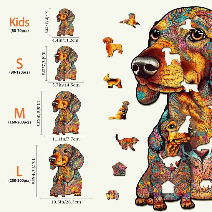 Dachshund Family Wooden Jigsaw Puzzle