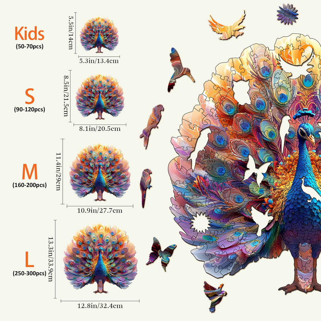 Pfauenkönig Holzpuzzle