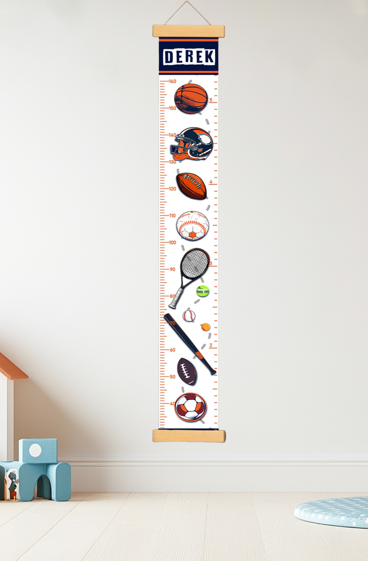 Personalized Sports Theme Hanging Canvas Height Ruler