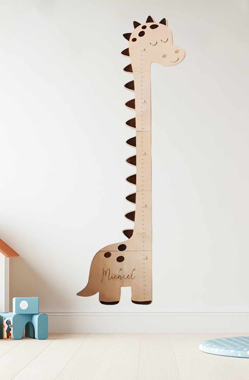 Tableau de croissance en bois personnalisé de dinosaure