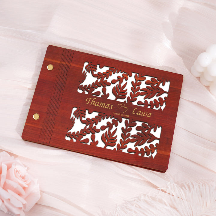 Wooden Wedding Guest Book - Personalized Laser Engraved Photo Album