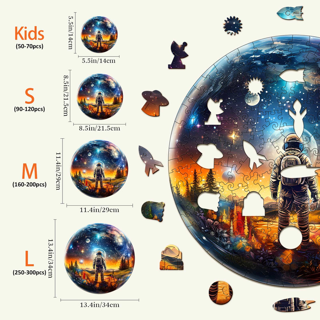 Kristallkugel Astronau Holzpuzzle