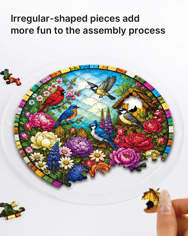 Acrylic Jigsaw Puzzle Suncatcher - Garden Songbirds