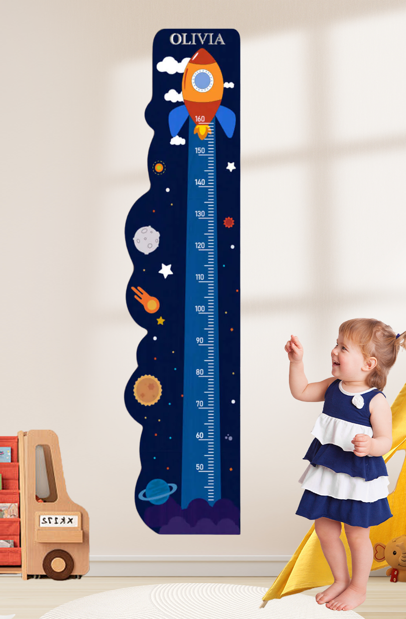 Personalized Wooden Rocket Ship Growth Chart Height Ruler – Woodbests