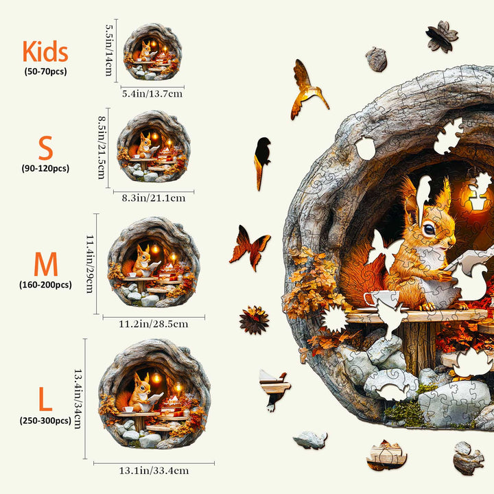 3D Burrow Squirrel Wooden Jigsaw Puzzle