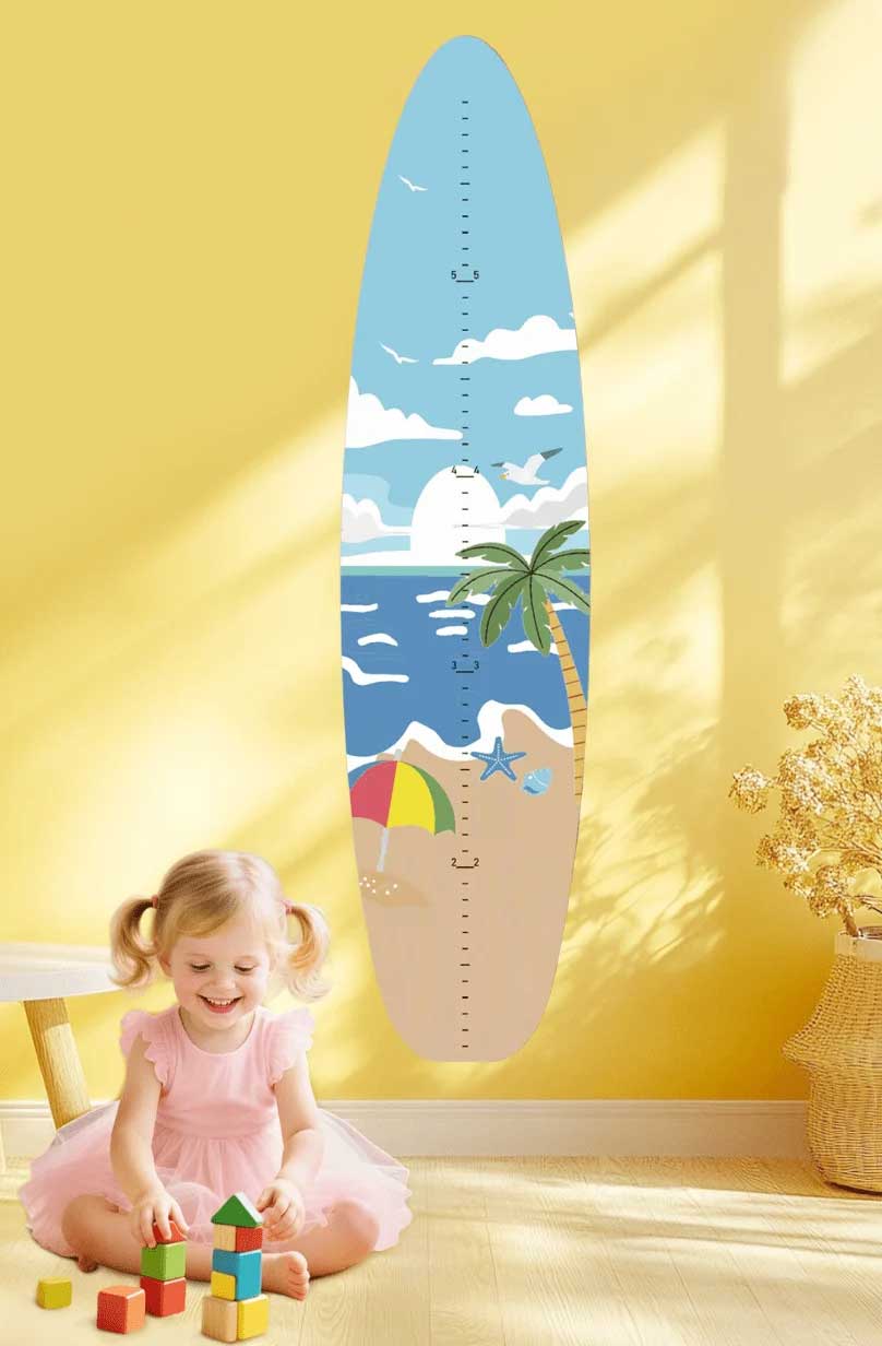Personalized Wooden Surfboard Growth Chart Ruler Clearance Sale