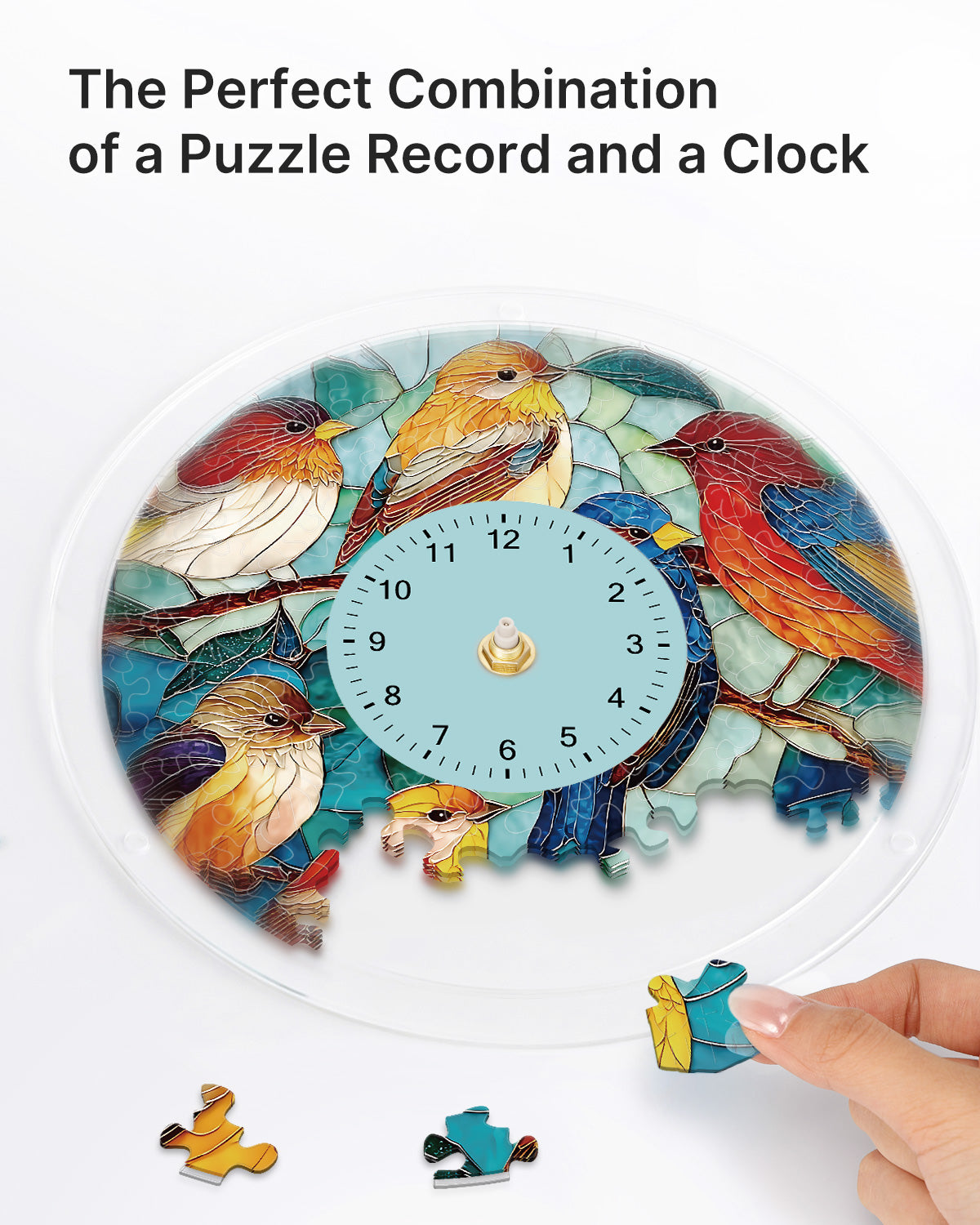DIY Acrylpuzzle-Uhr Bausatz - Vögel in Harmonie