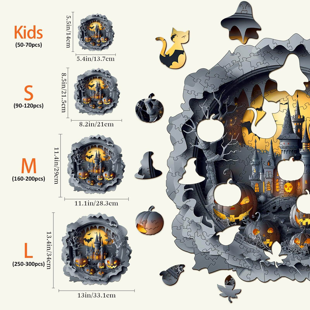 3D Halloween Castle-1 Wooden Jigsaw Puzzle