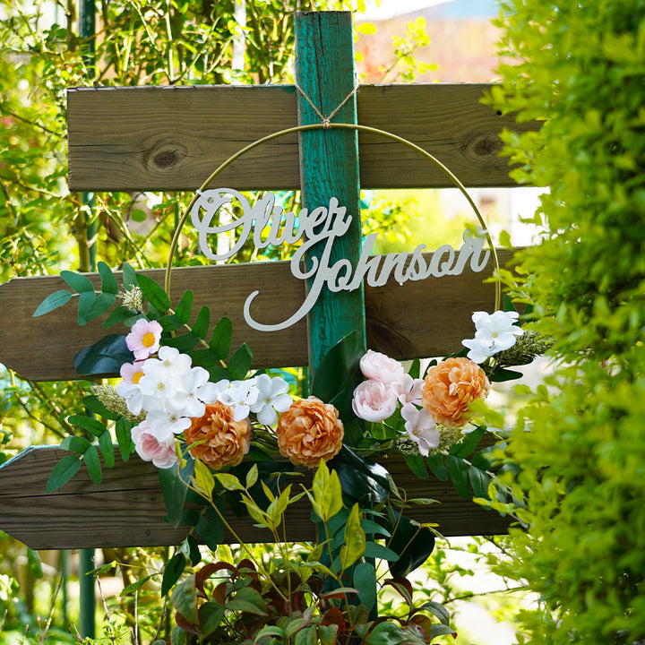 Personalized Spring Flora Wreath-Woodbests