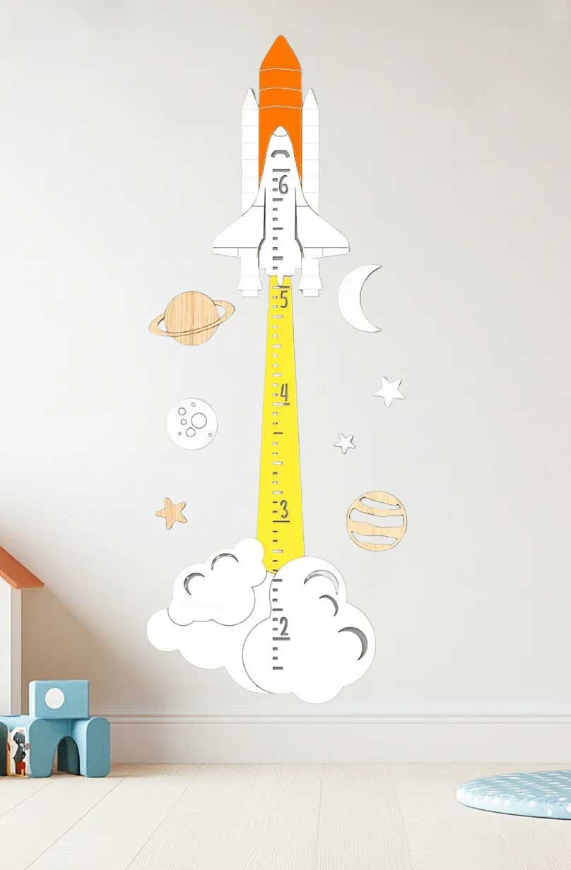 Personalized Wooden Rocket Growth Chart Clearance Sale