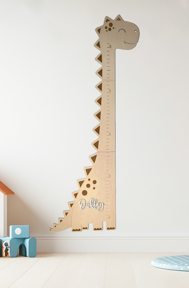 Personalisierter Holz-Dinosaurier-Wachstumsdiagramm-Lineal