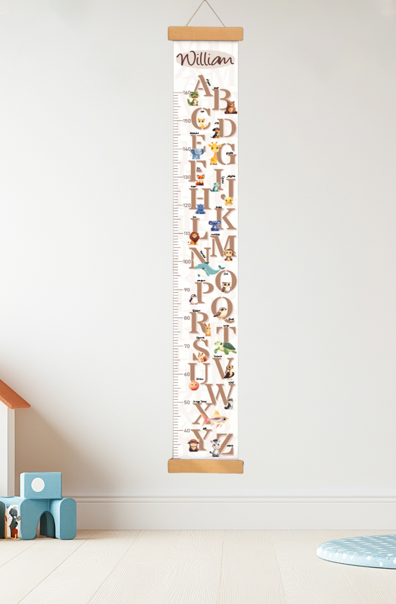 Personalized Animal Letter Hanging Canvas Height Ruler