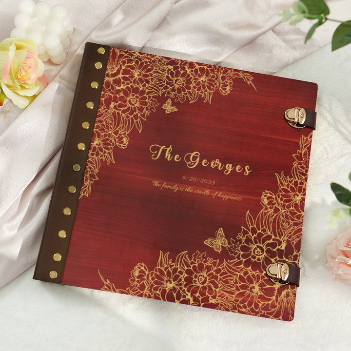 Personalized wooden memory book - Family Christmas Photo Album