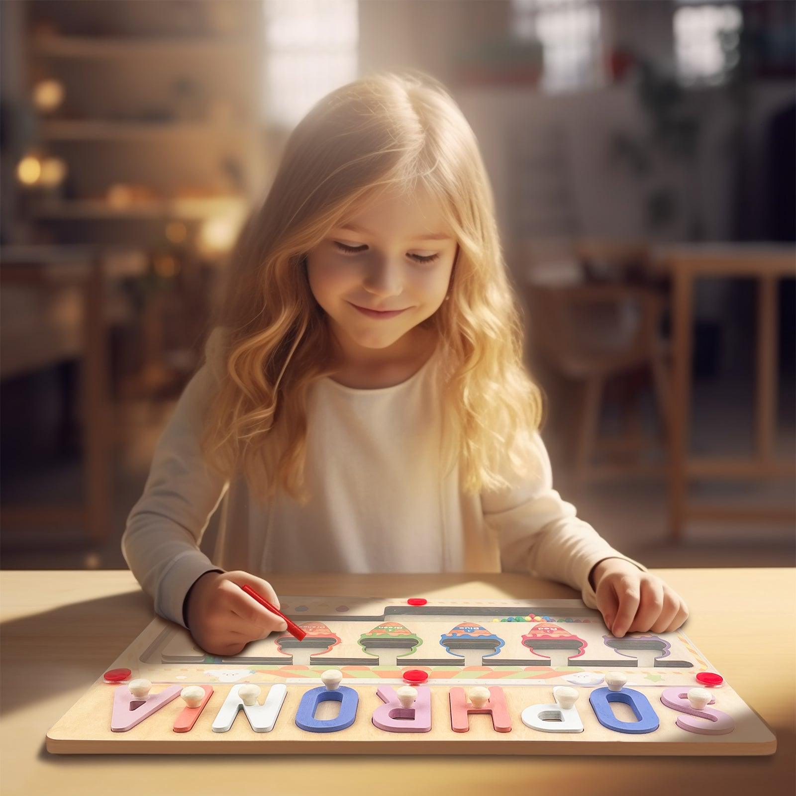Personalized Baby Name Magnetic Maze Puzzle - Ice Cream