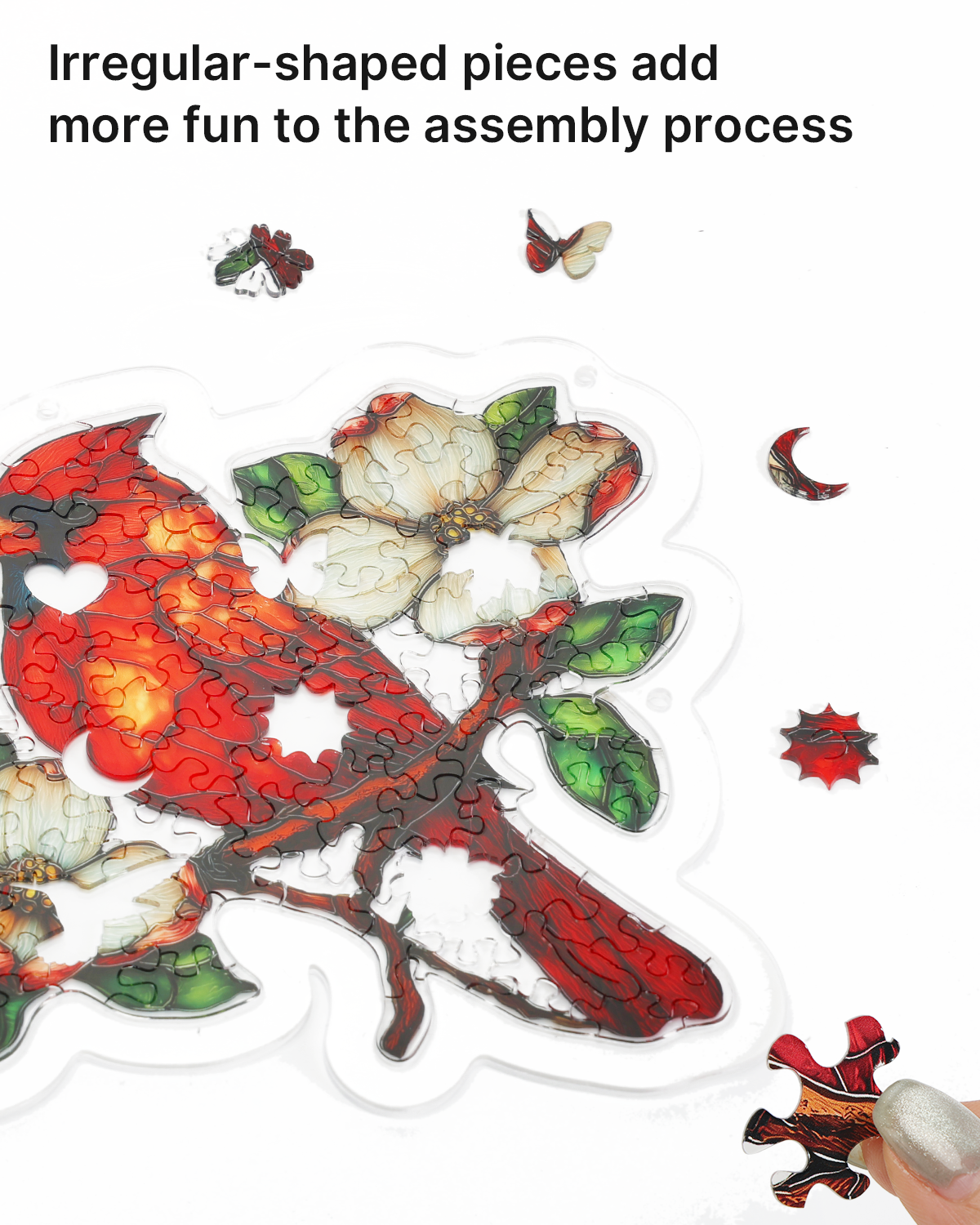 Acryl-Puzzle-Sonnenfänger – Magnolien-Kardinal