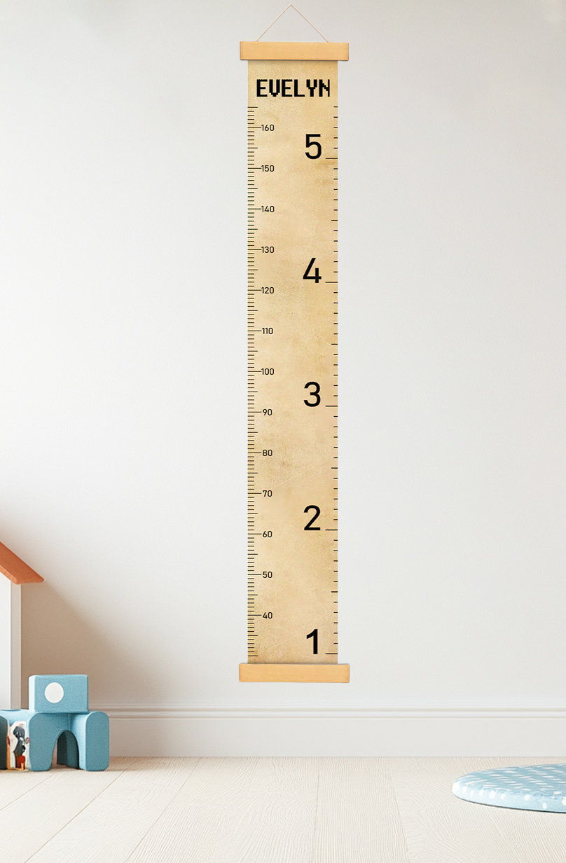 Personalized Vintage Style Hanging Canvas Height Ruler