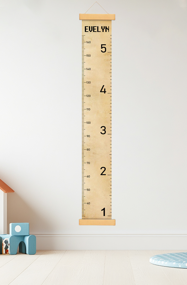 Personalized Vintage Style Hanging Canvas Height Ruler