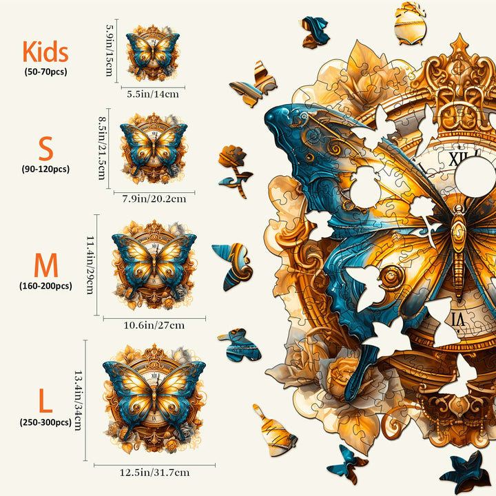 Schmetterling und Uhr Holzpuzzle