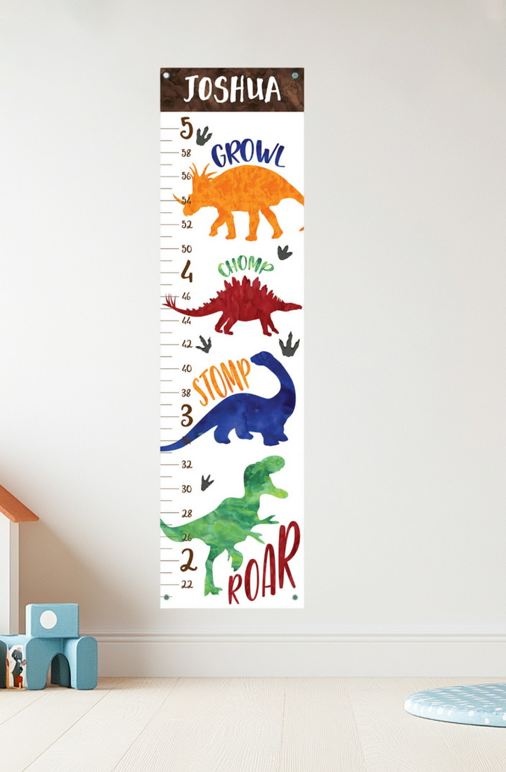 Personalized Dinosaur Hanging Canvas Height Ruler