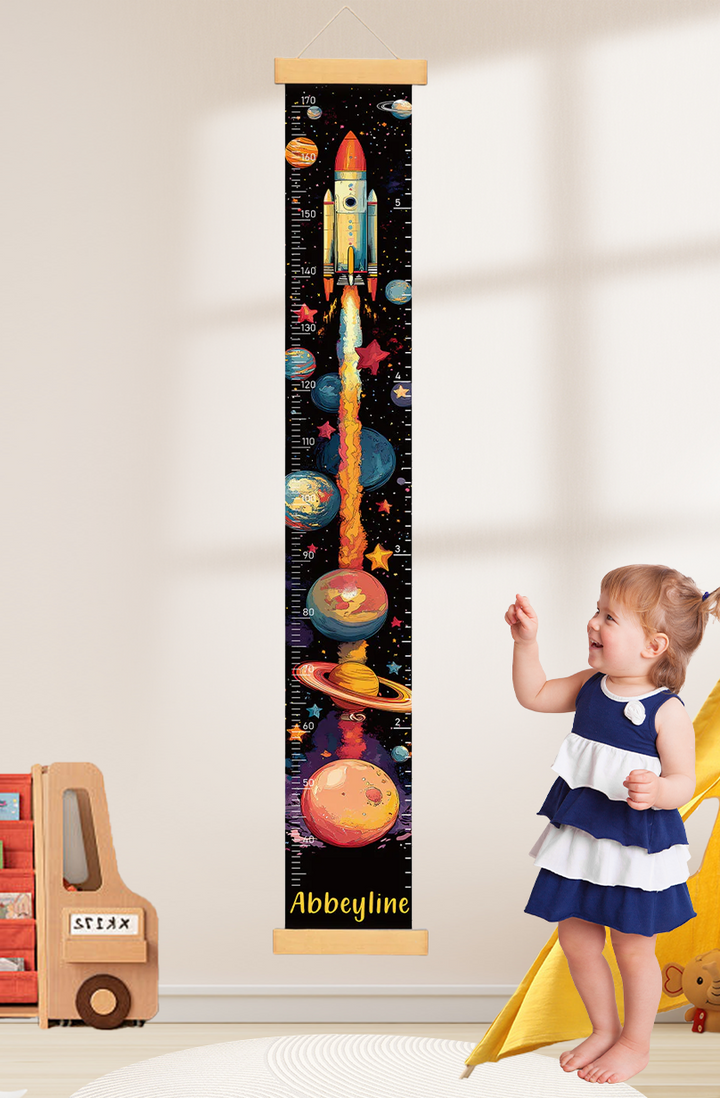 Personalized Space Rocket Hanging Canvas Height Ruler