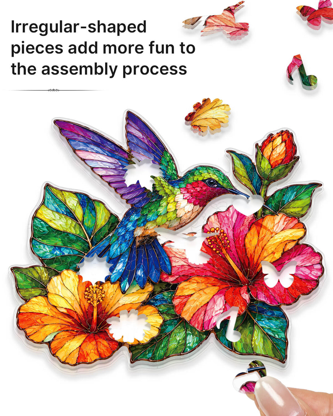 Acrylic Puzzle Suncatcher Wind Chime - Hummingbird Garden