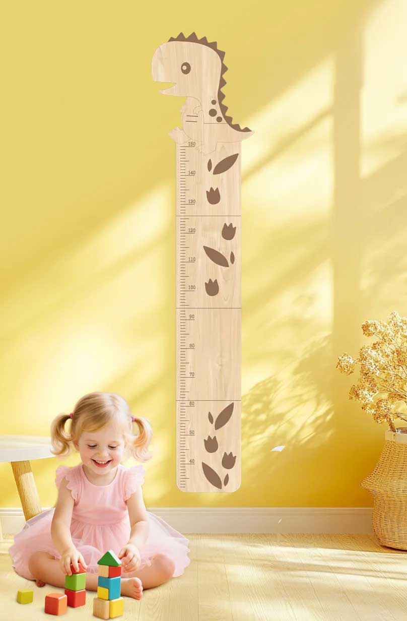Personalized Wooden Cute Dinosaur Growth Chart Clearance Sale