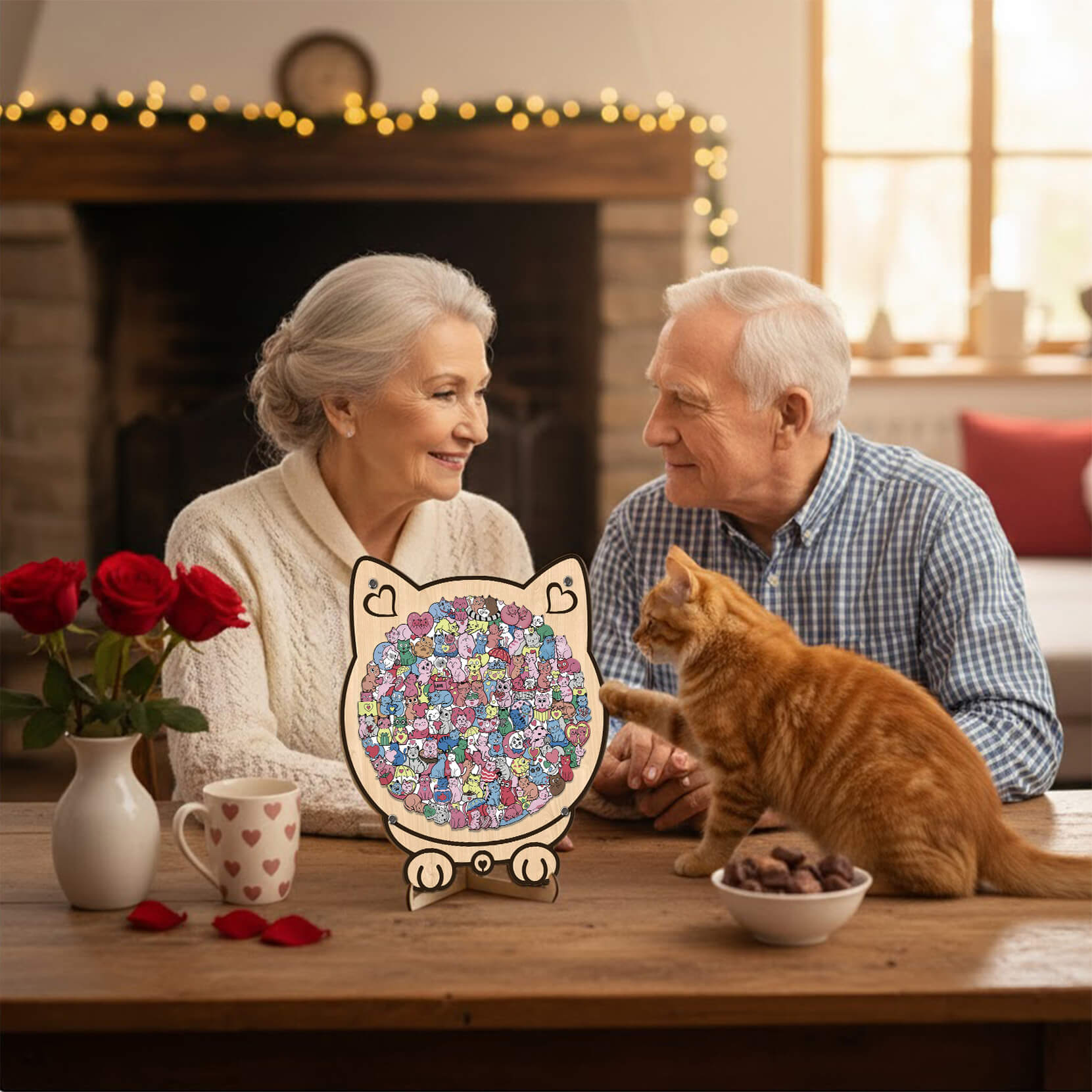 Puzzle en bois en forme de chaton mignon