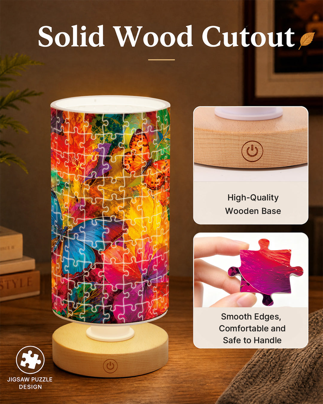 DIY Dimmable Acrylic Puzzle Lamp - Kaleidoscope Butterflies