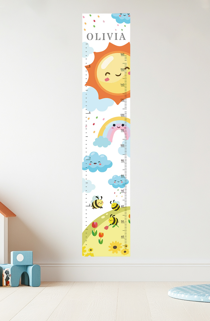 Personalized Wooden Rainbow Growth Chart Height Ruler