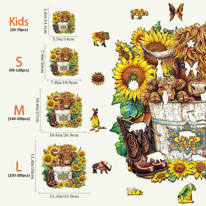 Sunflower Pasture Wooden Jigsaw Puzzle - By Woodbests