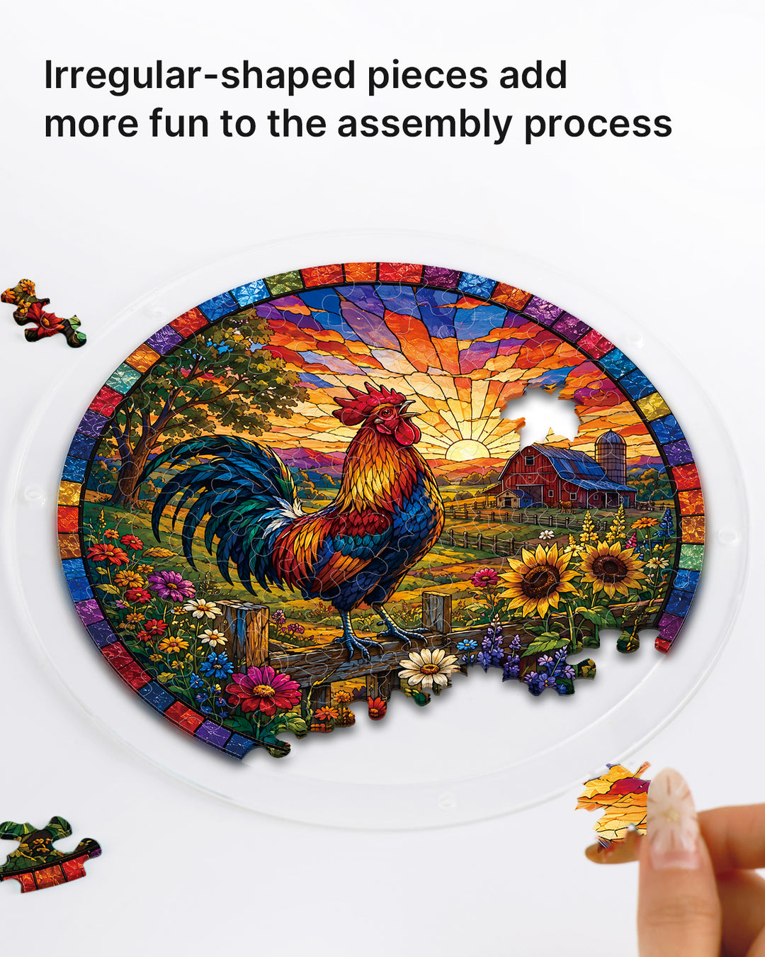 Acrylic Jigsaw Puzzle Suncatcher - Sunrise Rooster