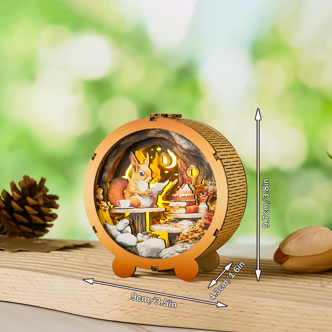 Squirrel's Reading Kit - 3D Wooden Puzzle Night Light