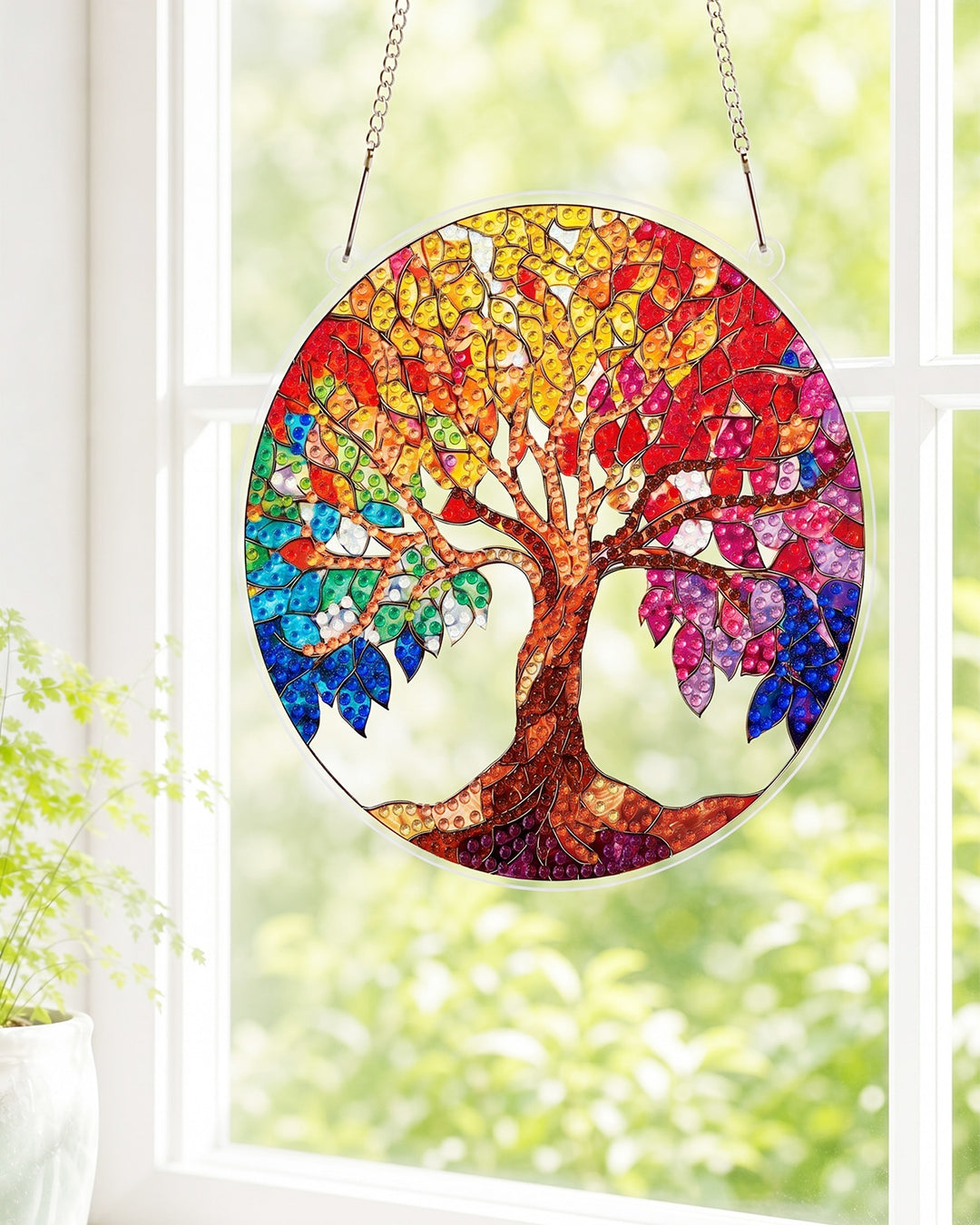 5D DIY Diamond Painting Suncatcher Kit - Rainbow Tree of Life