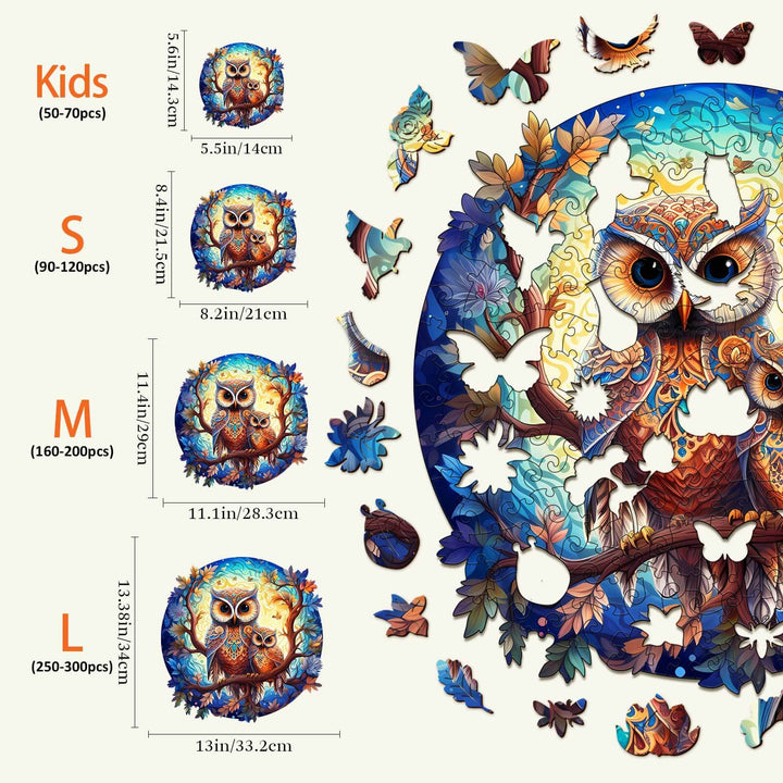 Owl Family-2 Wooden Jigsaw Puzzle