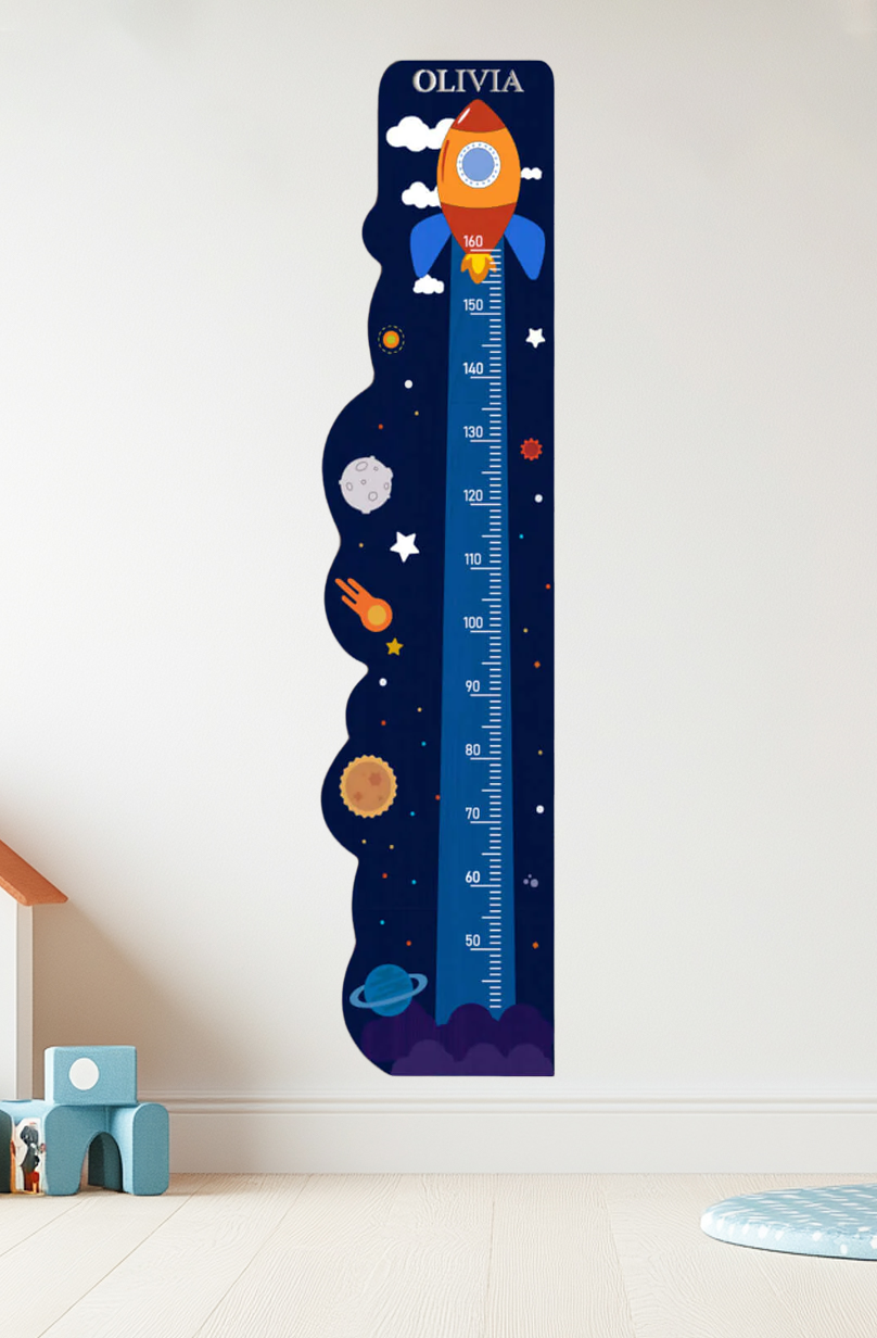 Personalized Wooden Rocket Ship Growth Chart Height Ruler