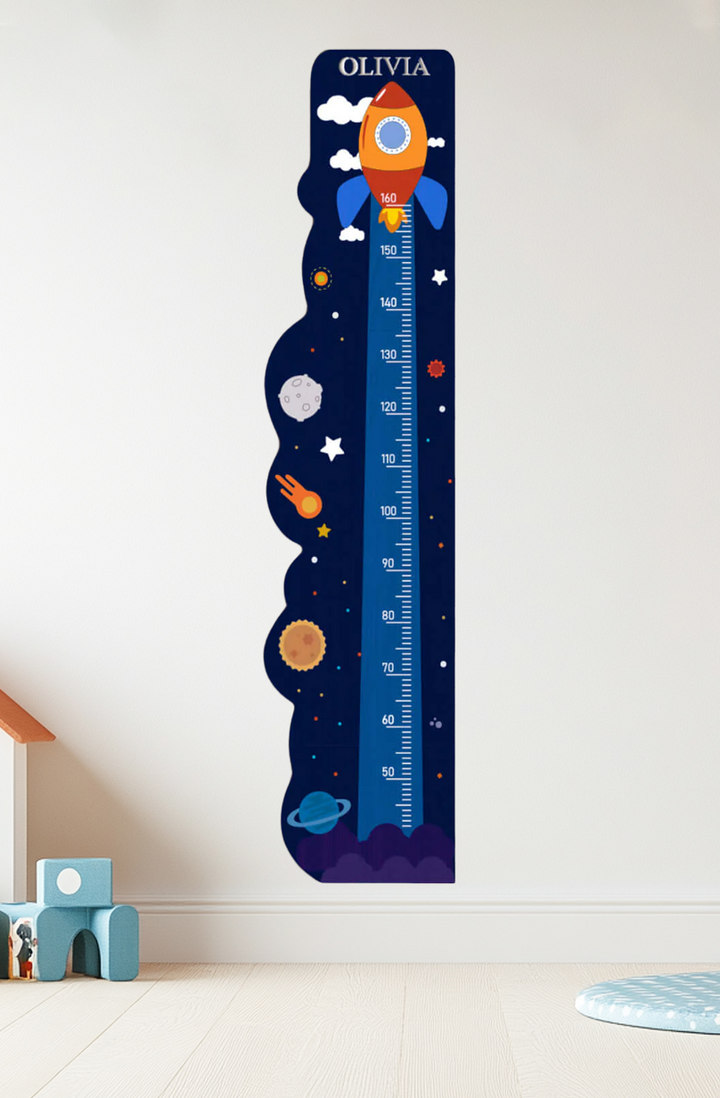 Personalized Wooden Rocket Ship Growth Chart Height Ruler