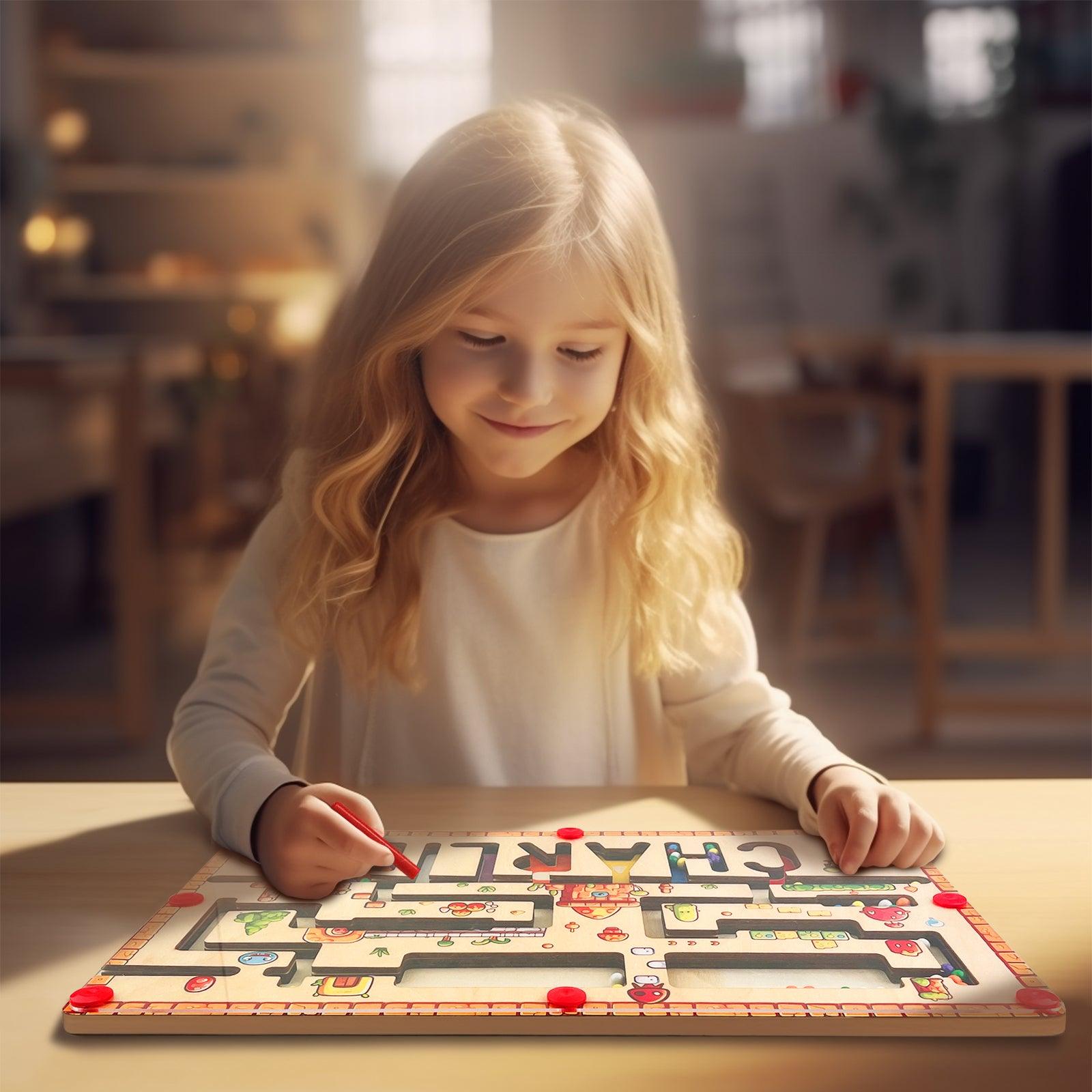 Personalized Baby Name Magnetic Maze Puzzle - Forest