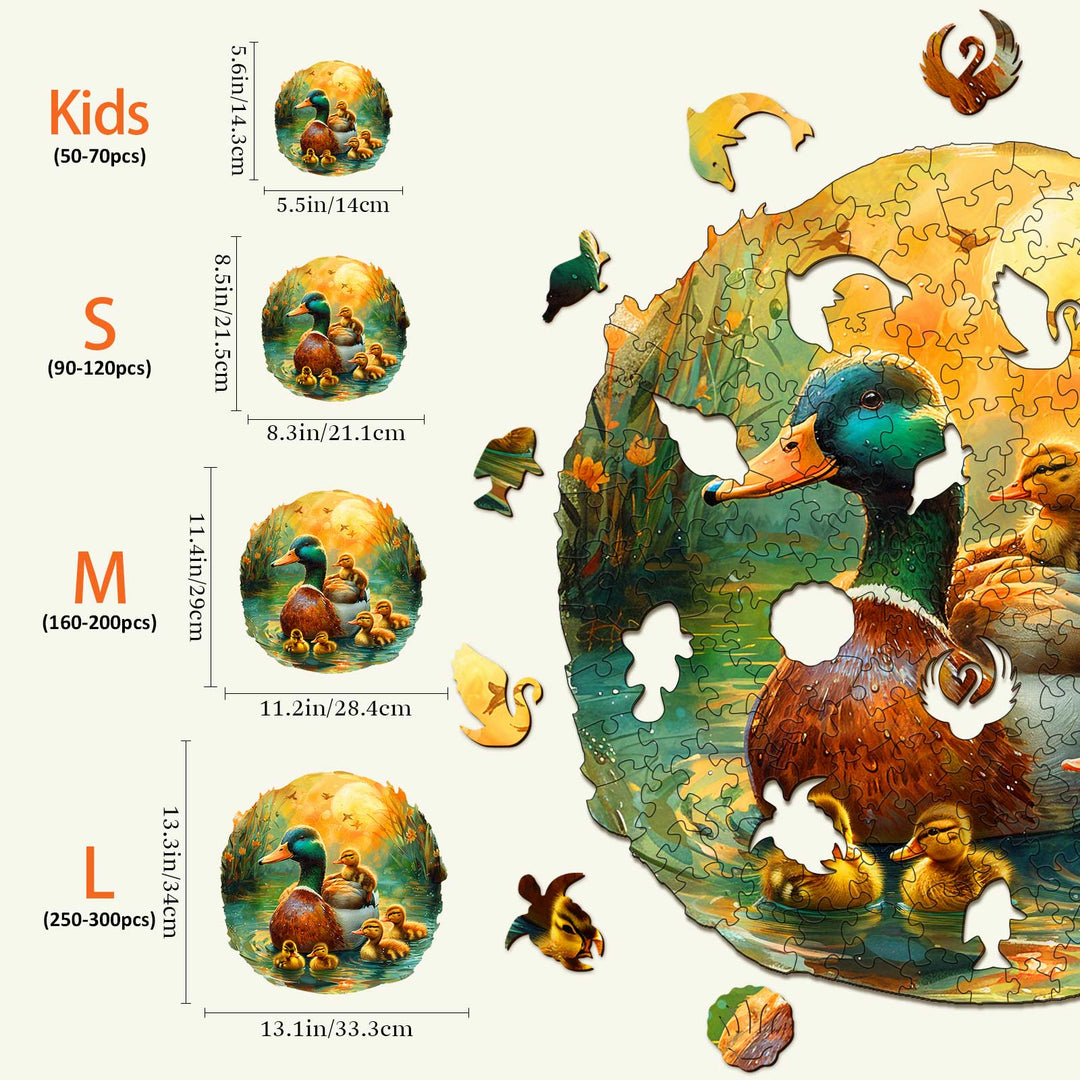 Mutter Ente und Entenküken Holzpuzzle